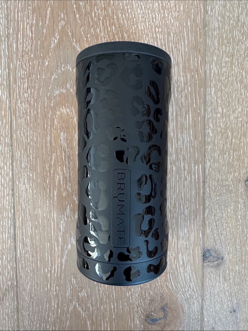 Brumate Hopsulator Slim 12 oz. can cooler in Black Onyx Leopard.
